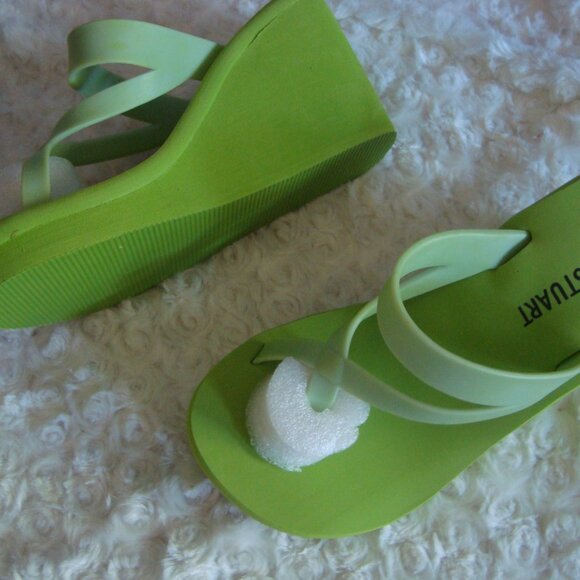 New Colin Stuart Platform Foam Wedge Flip Flop Sandals Green Size 5 - Picture 3 of 9